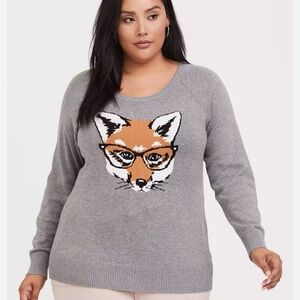 Torrid Gray Sweater with Fox Design